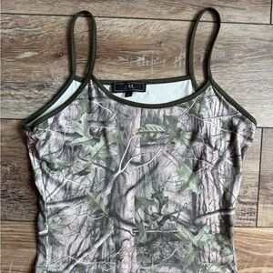 Vibe Green Camo Print Spaghetti Strap Tank Top